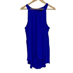 Torrid Semi Sheer Halter Top Tank Sz 1 Royal Blue Chiffon Longline Shirt EUC